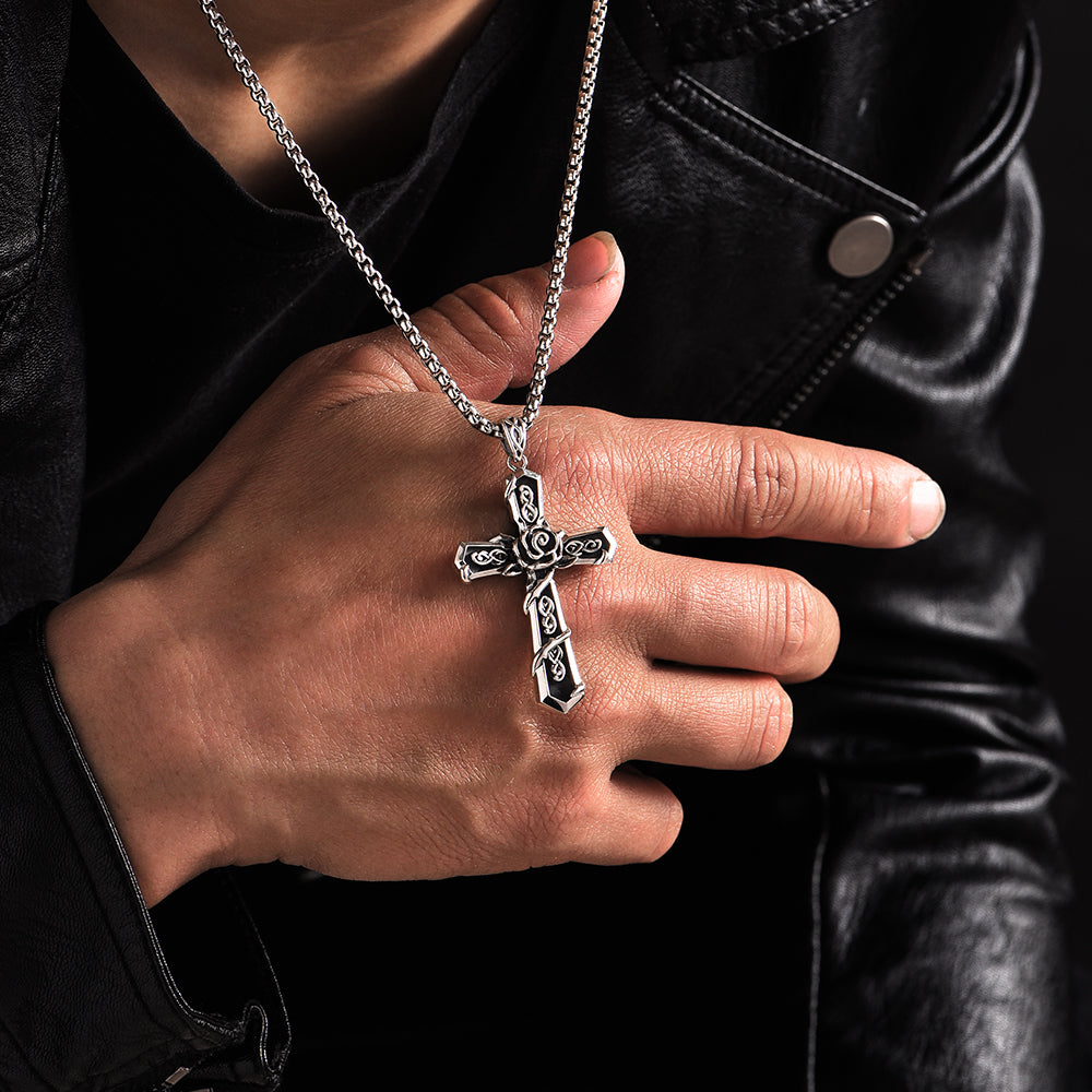Thorn Rose Cross Pendants