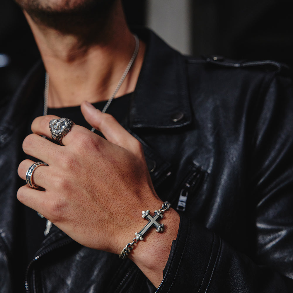 Cross Sterling Silver Cuban Bracelets
