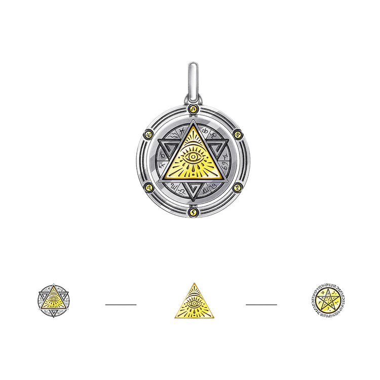 IDEAGEMER Eye of God Sterling Silver Rotatable Pendants
