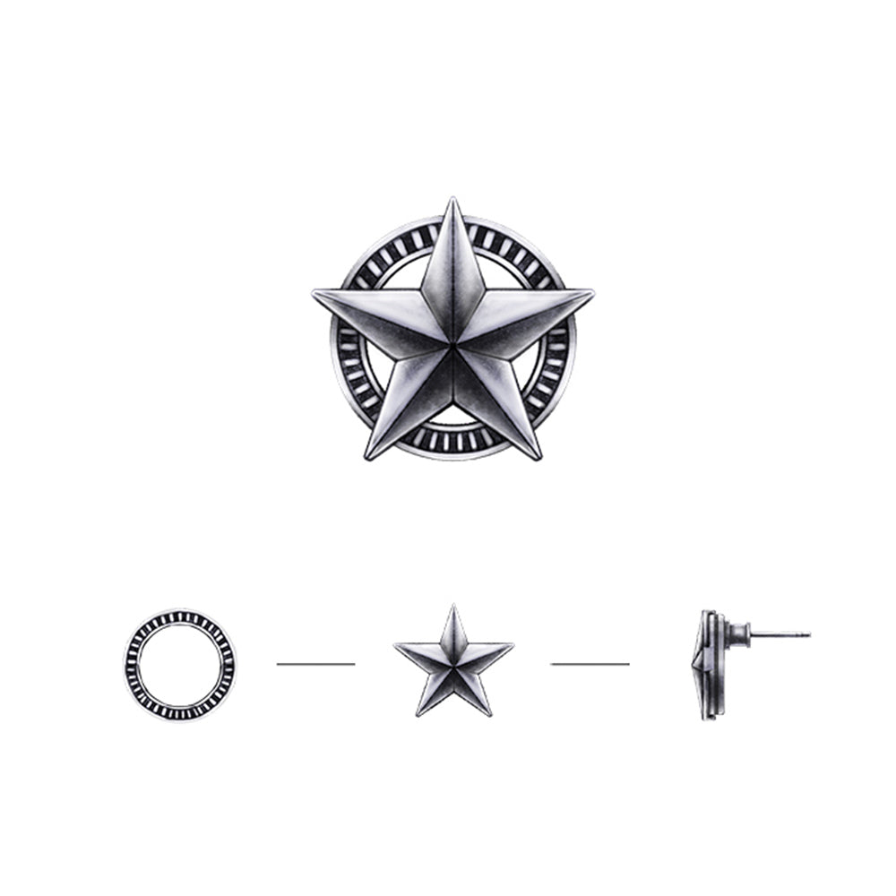 Sterling Silver Pentagram Stud Earrings