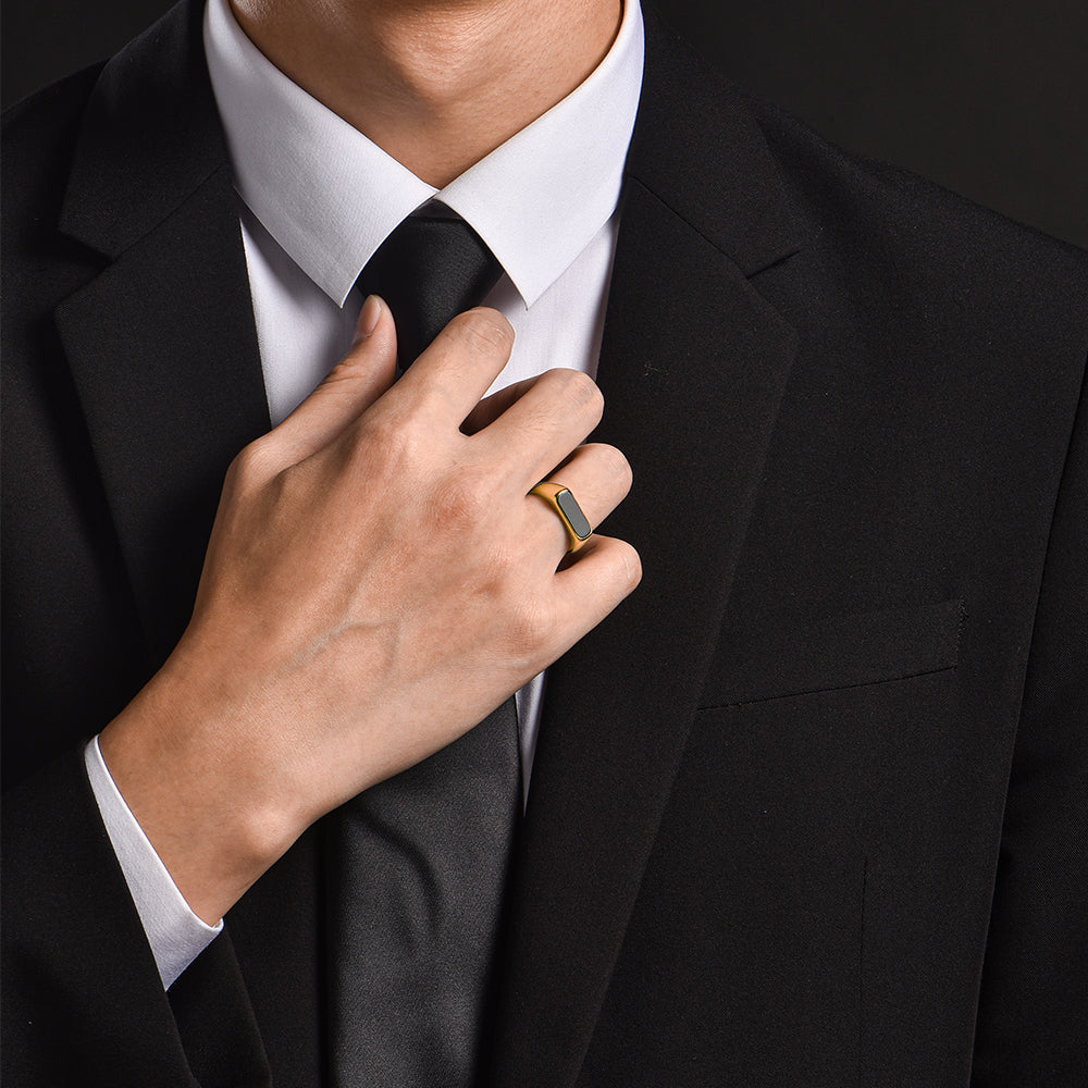 Single End Ring Sterling Silver Black Onyx Rings