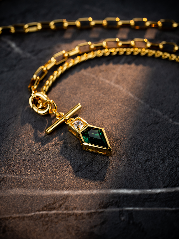 Emerald Sterling Silver Gold Necklaces