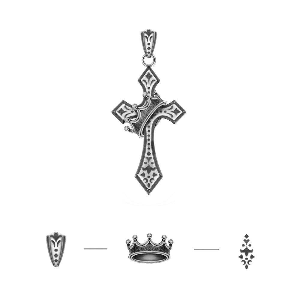 Crown Cross Sterling Silver High Street Pendants