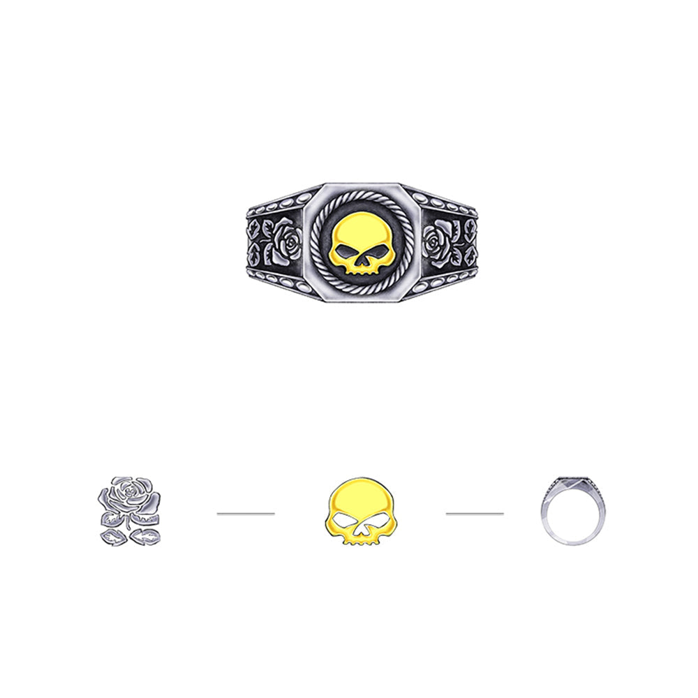 Men's Ins Tide High Street Retro Skull Sterling Silver Rings