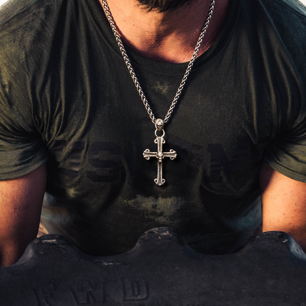 Cross Sterling Silver Skull Pendants