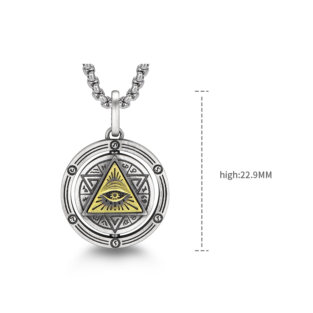 IDEAGEMER Eye of God Sterling Silver Rotatable Pendants