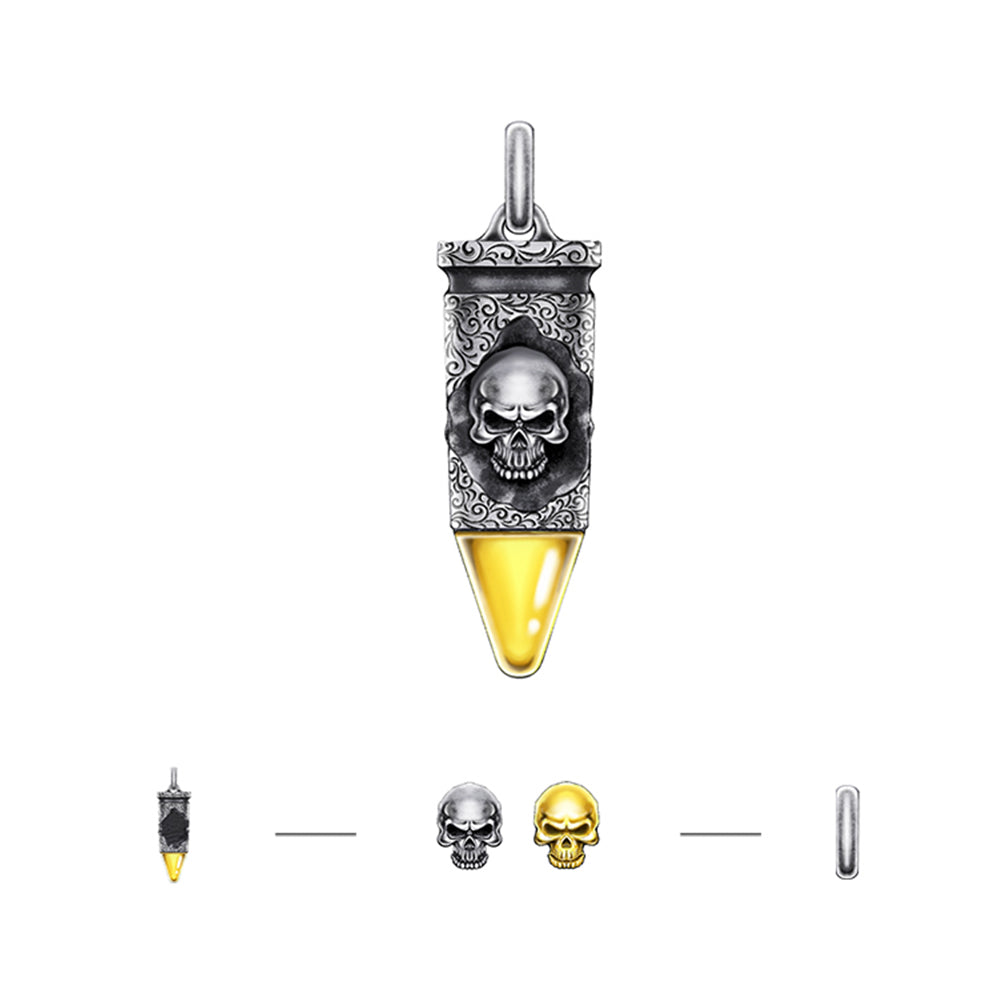Skull Bullet Sterling Silver Pendants