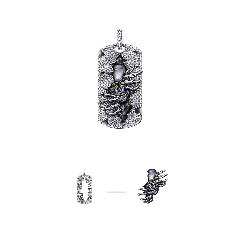 Skull Sterling Silver Necklace Hip Hop Pendants