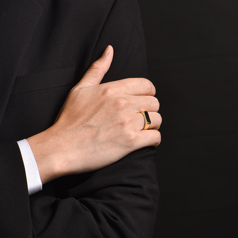 Single End Ring Sterling Silver Black Onyx Rings