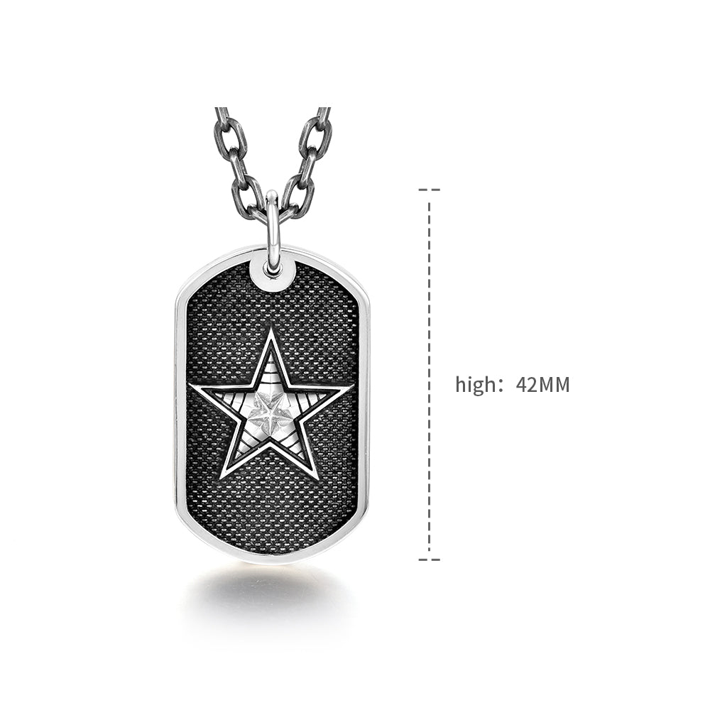 Vintage Sterling Silver Pentagram Military Badge Pendants