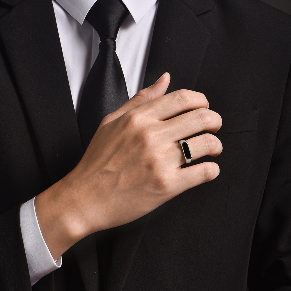 Single End Ring Sterling Silver Black Onyx Rings