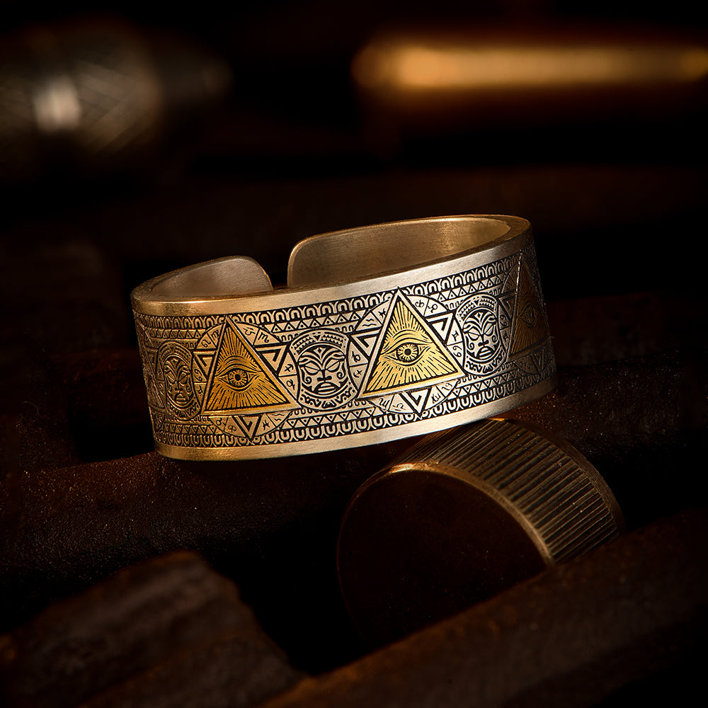 Eye Of God Vintage Sterling Silver Inlaid With Gold Rings