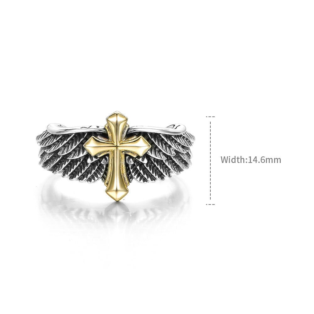 Angel Cross Sterling Silver Rings
