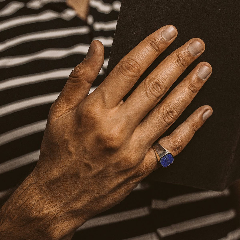 Sterling Silver Black Onyx Simple Pinky Rings