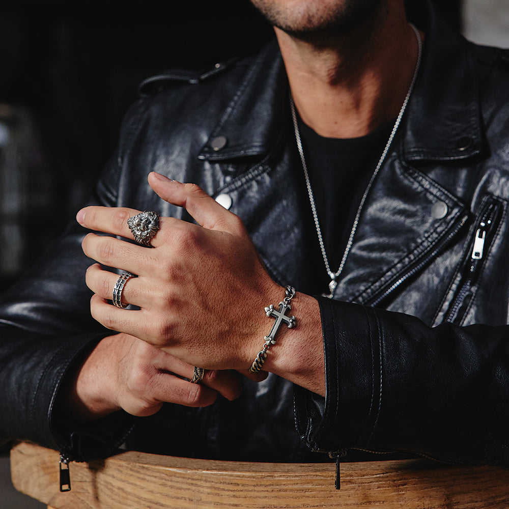 Cross Sterling Silver Cuban Bracelets