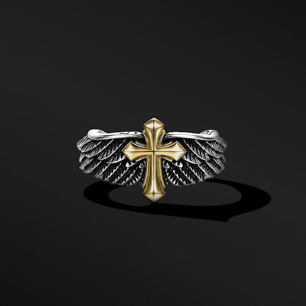 Angel Cross Sterling Silver Rings
