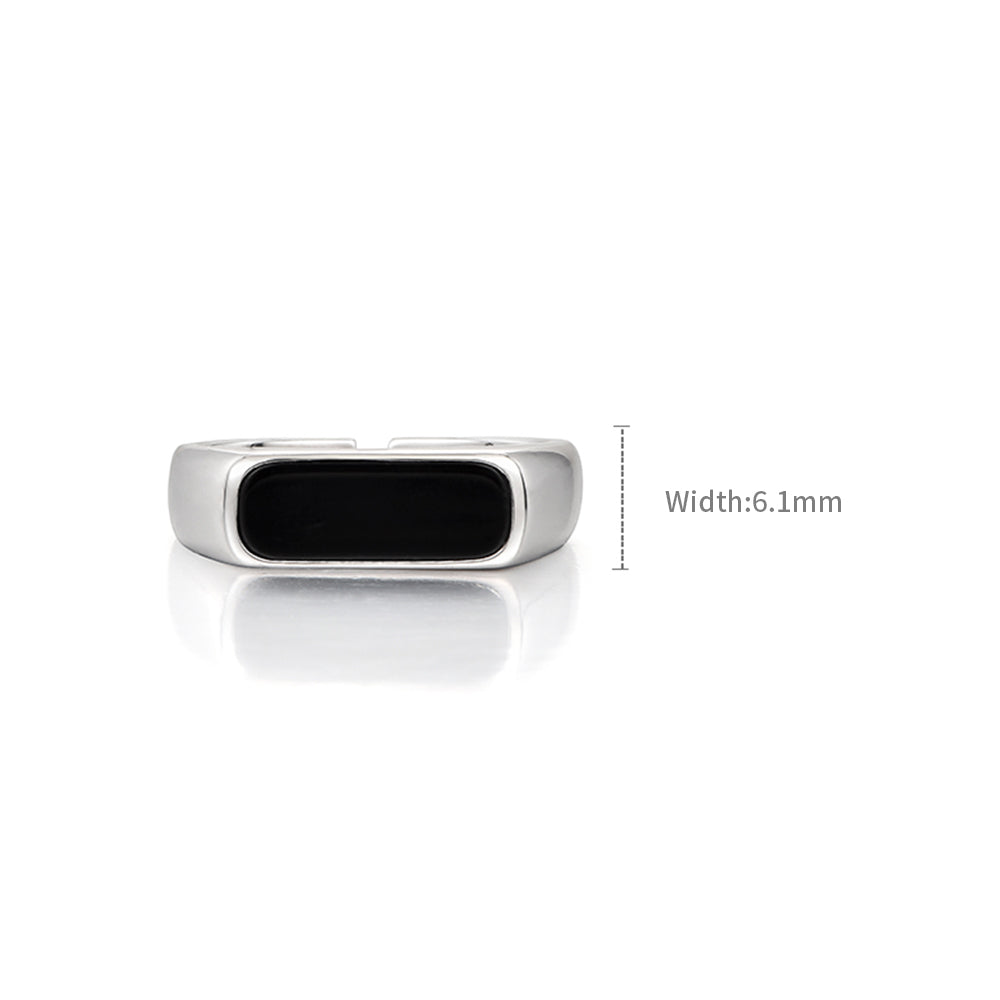 Single End Ring Sterling Silver Black Onyx Rings