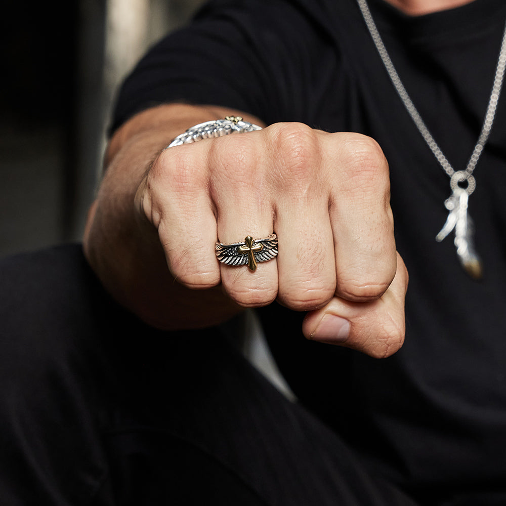 Angel Cross Sterling Silver Rings