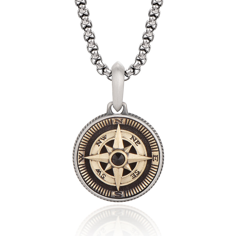 Compass Sterling Silver Necklace Hip Hop Pendants