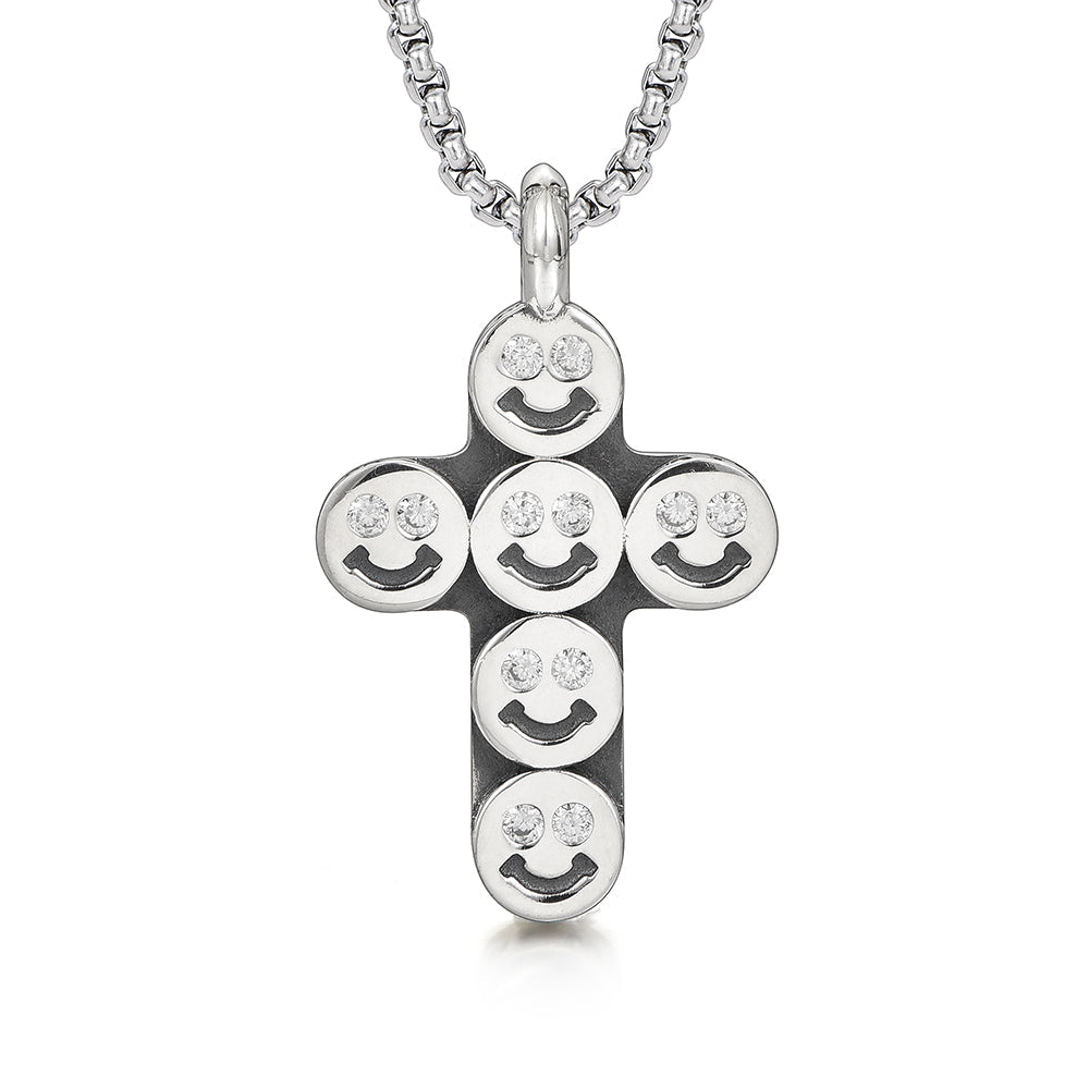 Smiley Sterling Silver Cross Necklace Pendants