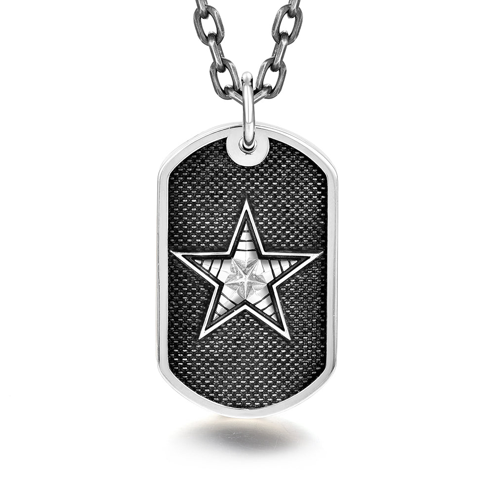 Vintage Sterling Silver Pentagram Military Badge Pendants