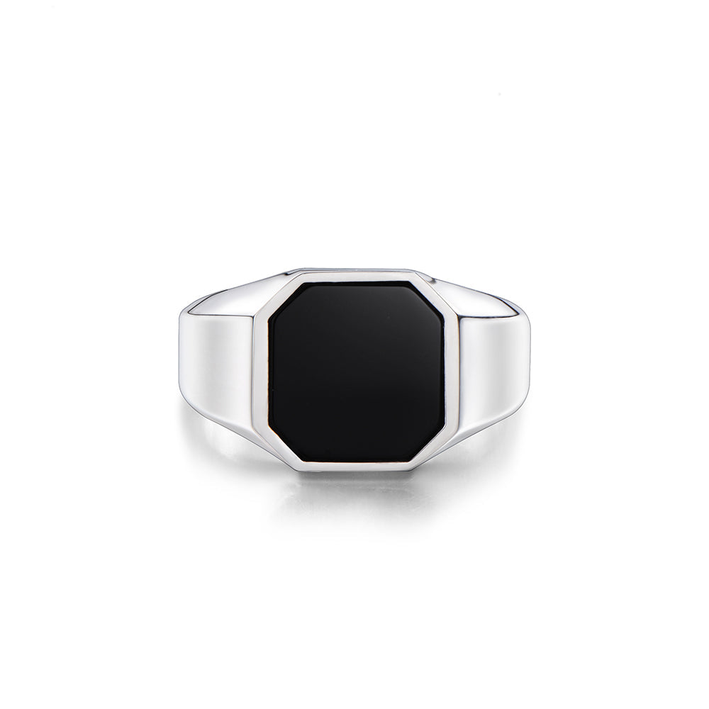 Sterling Silver Black Onyx Simple Pinky Rings