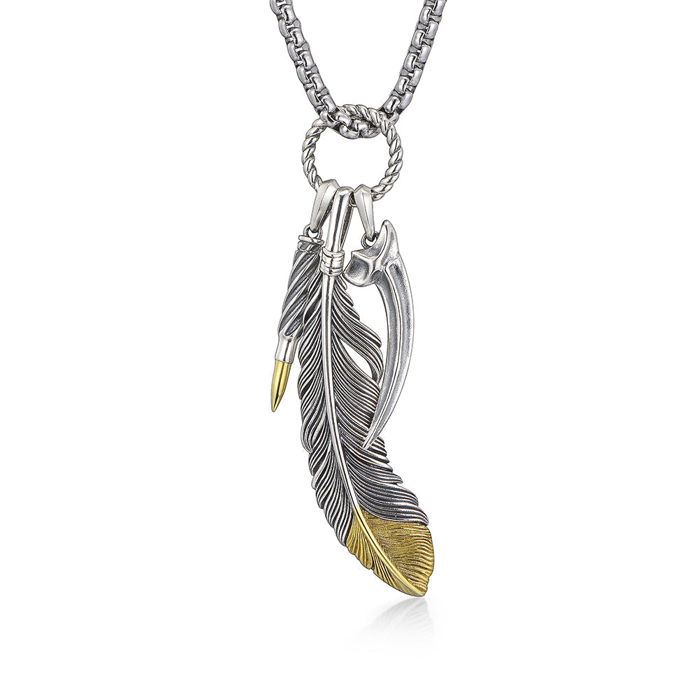 Feather Sterling Silver Necklace Vintage Pendants