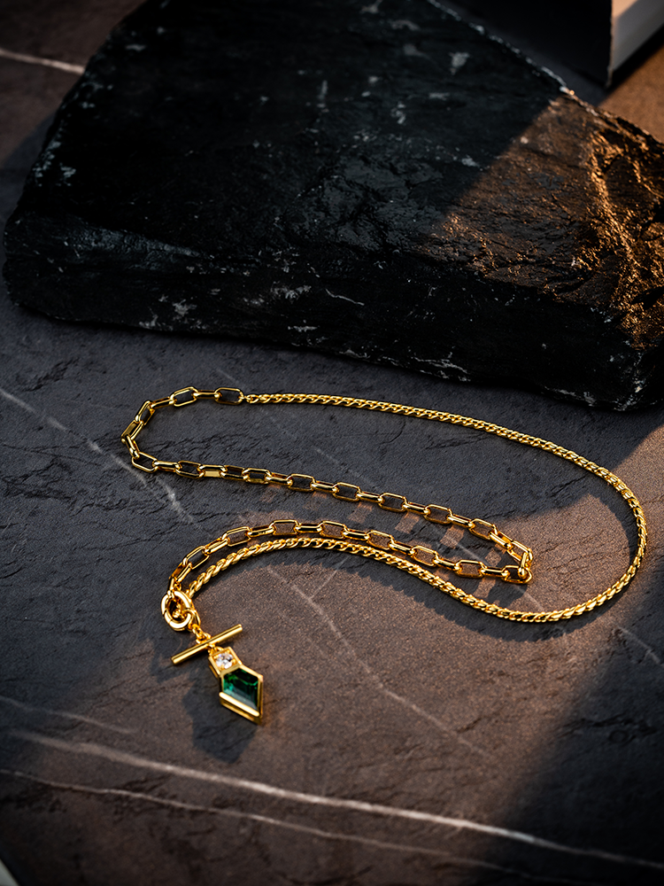 Emerald Sterling Silver Gold Necklaces