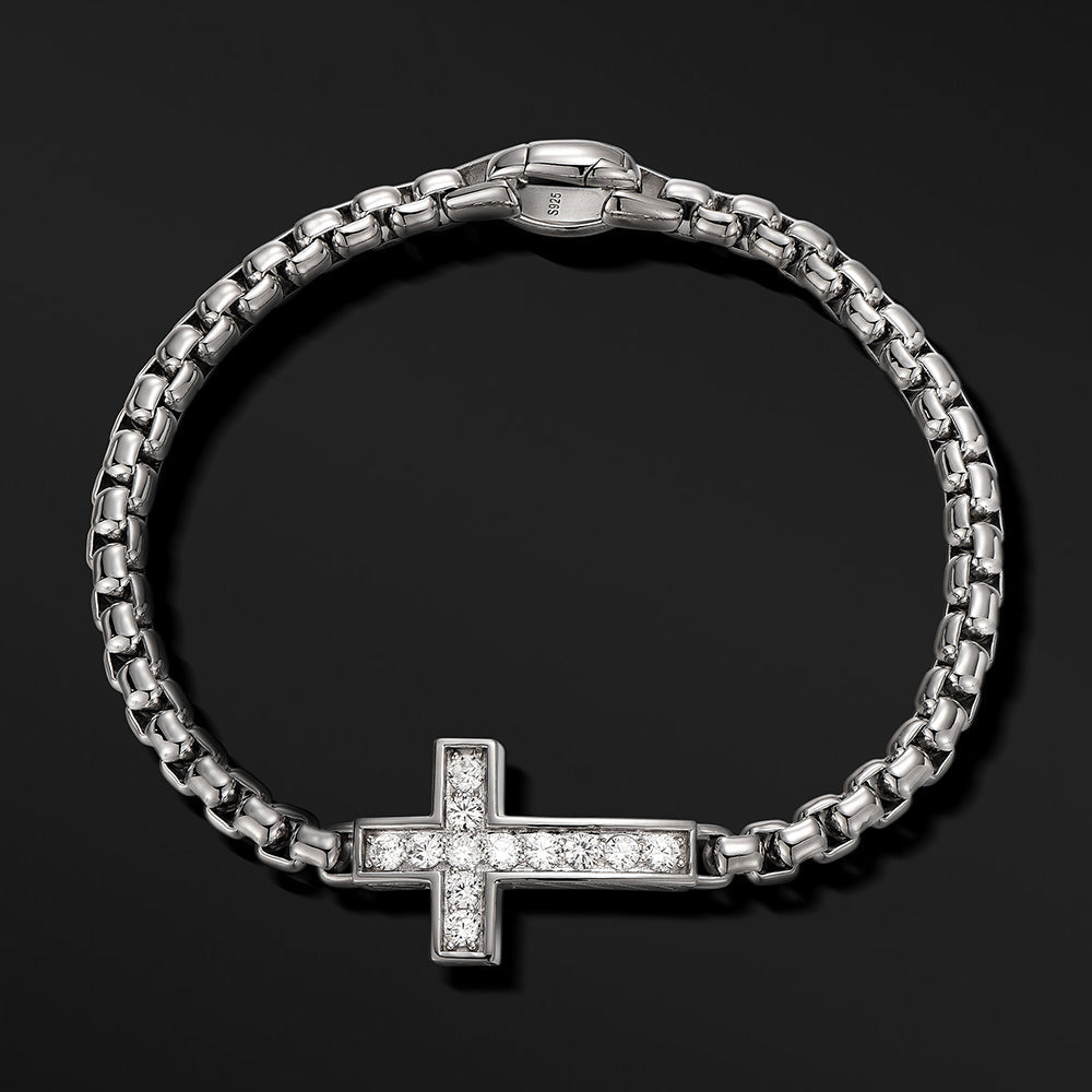 Sterling Silver Zircon Cross Bracelets