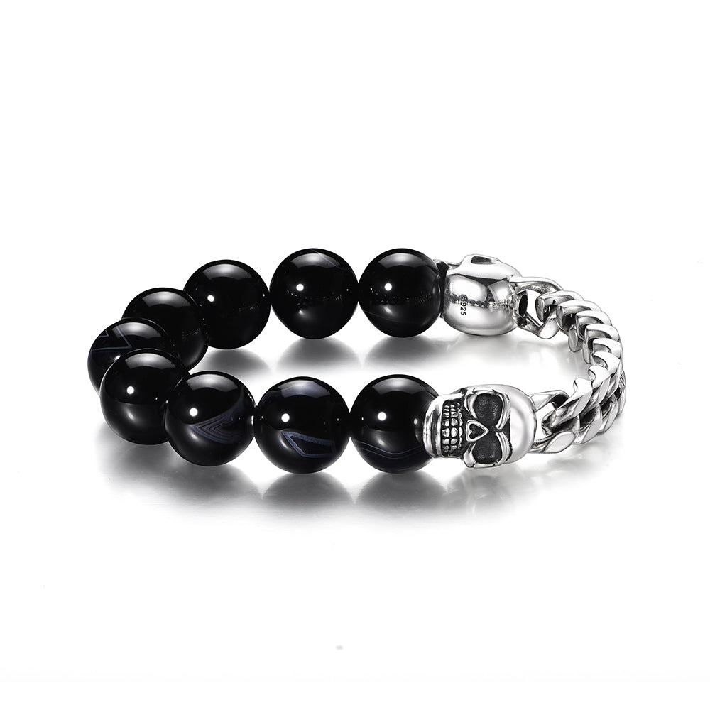 IDEAGEMER Sterling Silver Skull Bracelets
