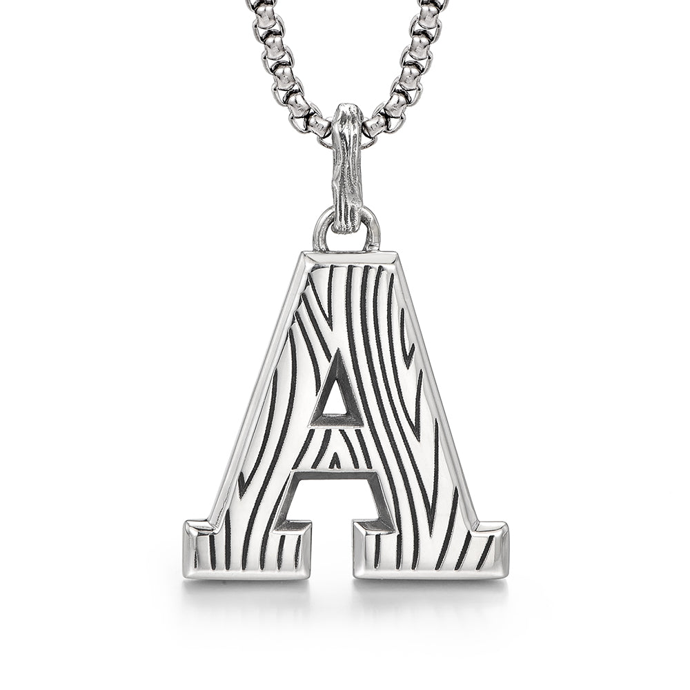 Men's Letter A Sterling Silver High Street Pendants