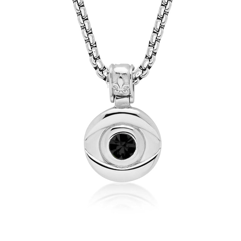 Eye Of Devil Sterling Silver Necklace Black Zircon Pendants