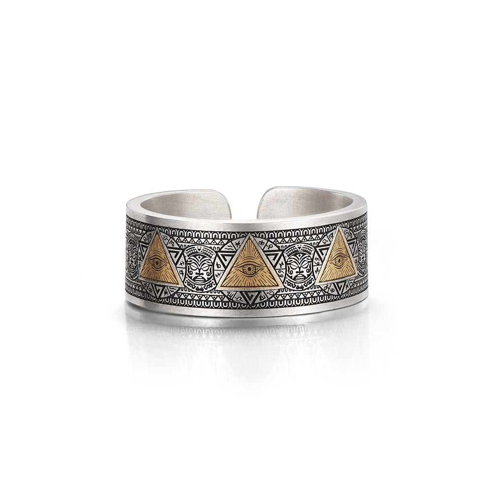 Eye Of God Vintage Sterling Silver Inlaid With Gold Rings