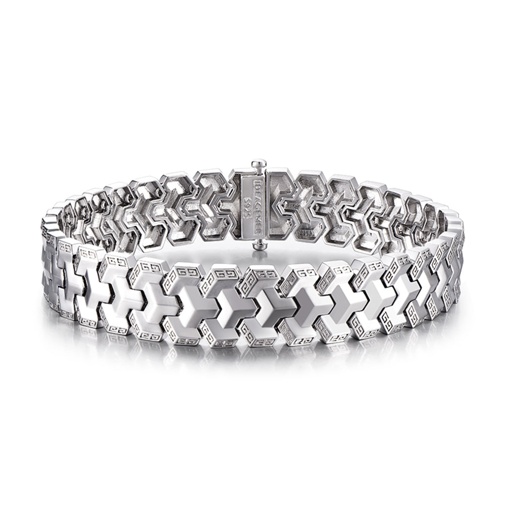Sterling Silver And White Gold Armor Bracelets-Customized
