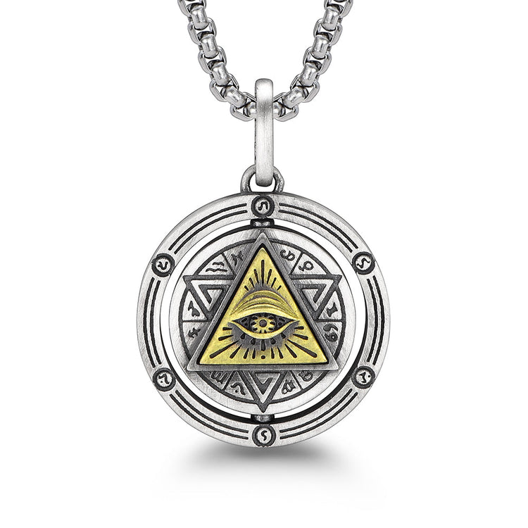 IDEAGEMER Eye of God Sterling Silver Rotatable Pendants