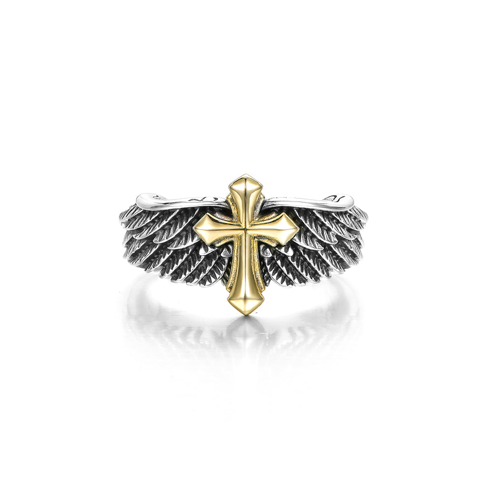 Angel Cross Sterling Silver Rings