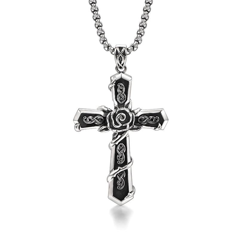 Thorn Rose Cross Pendants