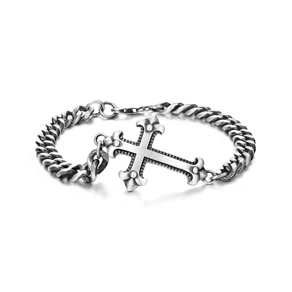 Cross Sterling Silver Cuban Bracelets