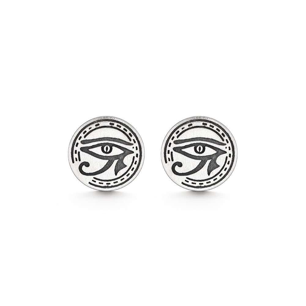 Eye Of Horus Sterling Silver Stud Earrings