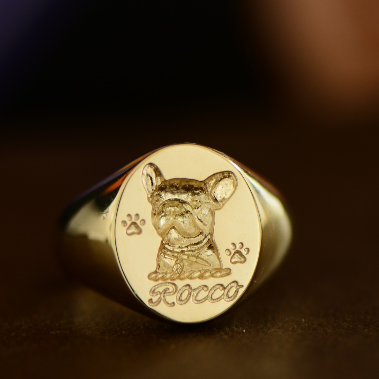 Sterling Silver Signet Men's Custom Pet Rings