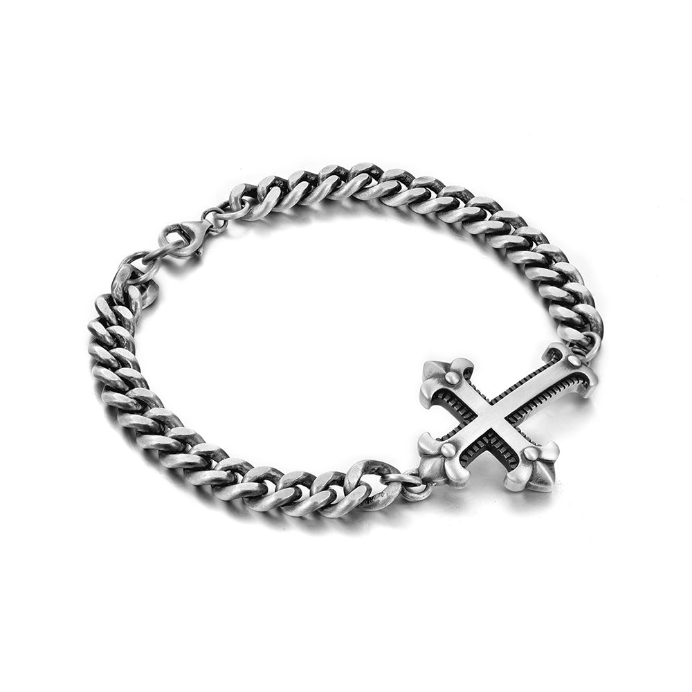 Cross Sterling Silver Cuban Bracelets