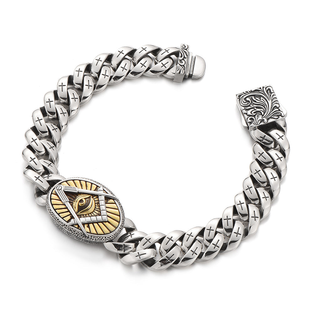Sterling Silver Eye Of Omniscient Trend Hip Hop Bracelets