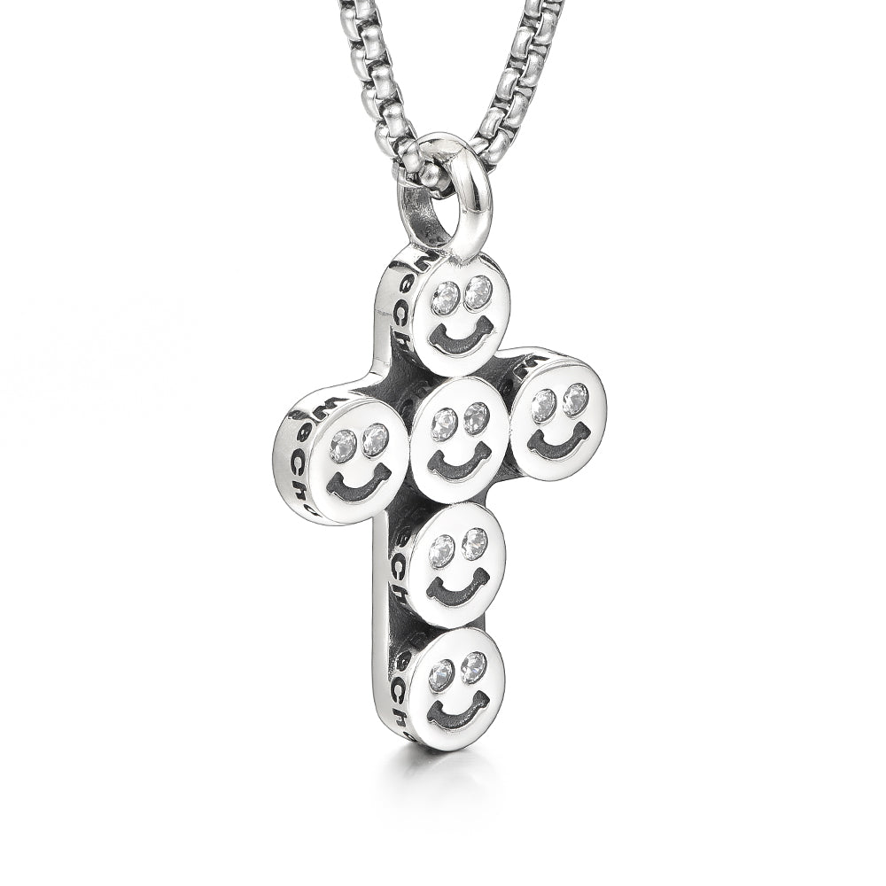 Smiley Sterling Silver Cross Necklace Pendants