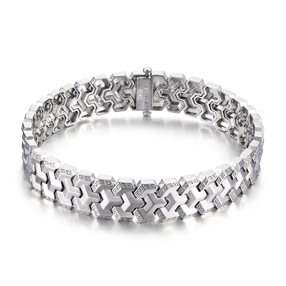 Sterling Silver And White Gold Armor Bracelets-Customized