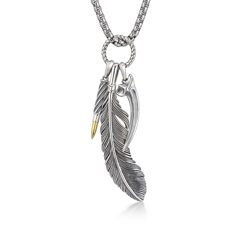 Feather Sterling Silver Necklace Vintage Pendants