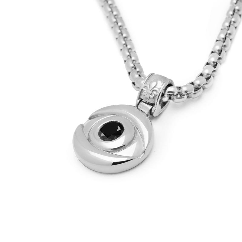Eye Of Devil Sterling Silver Necklace Black Zircon Pendants