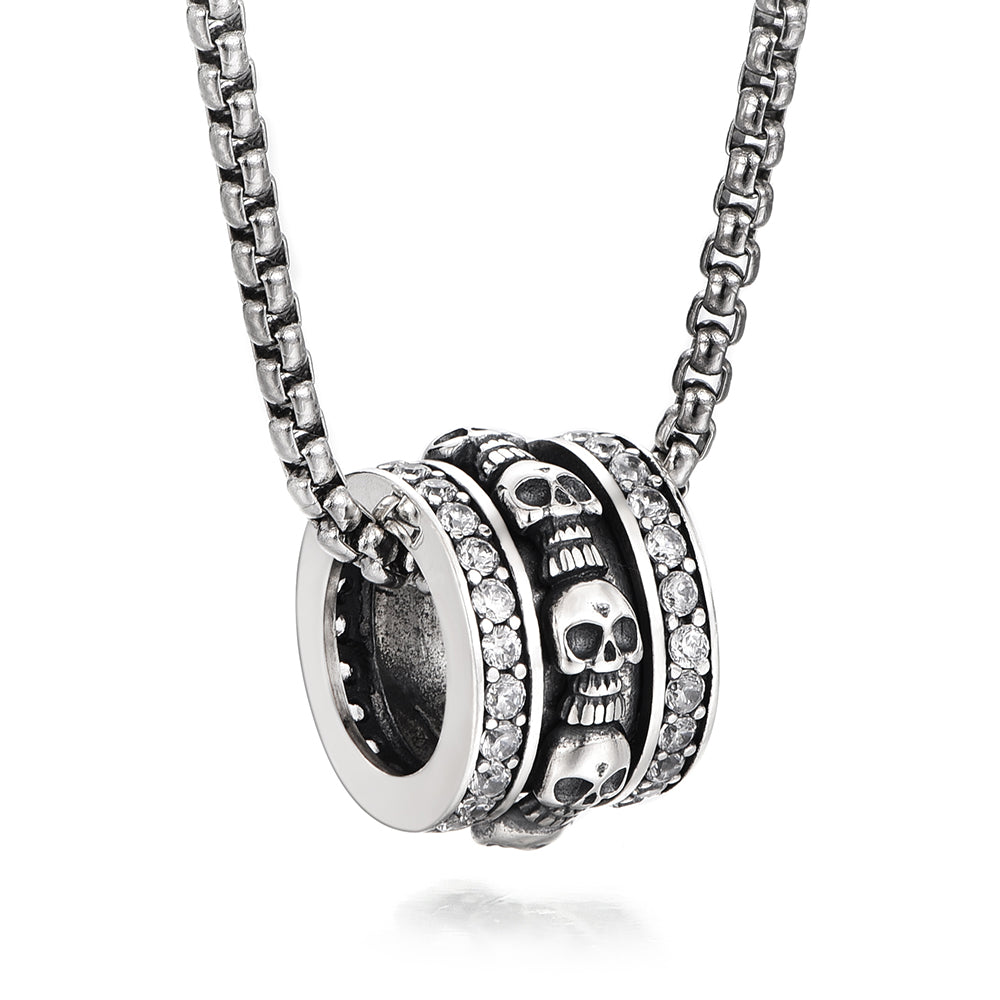 IDEAGEMER Sterling Silver Skull Necklace Pendants