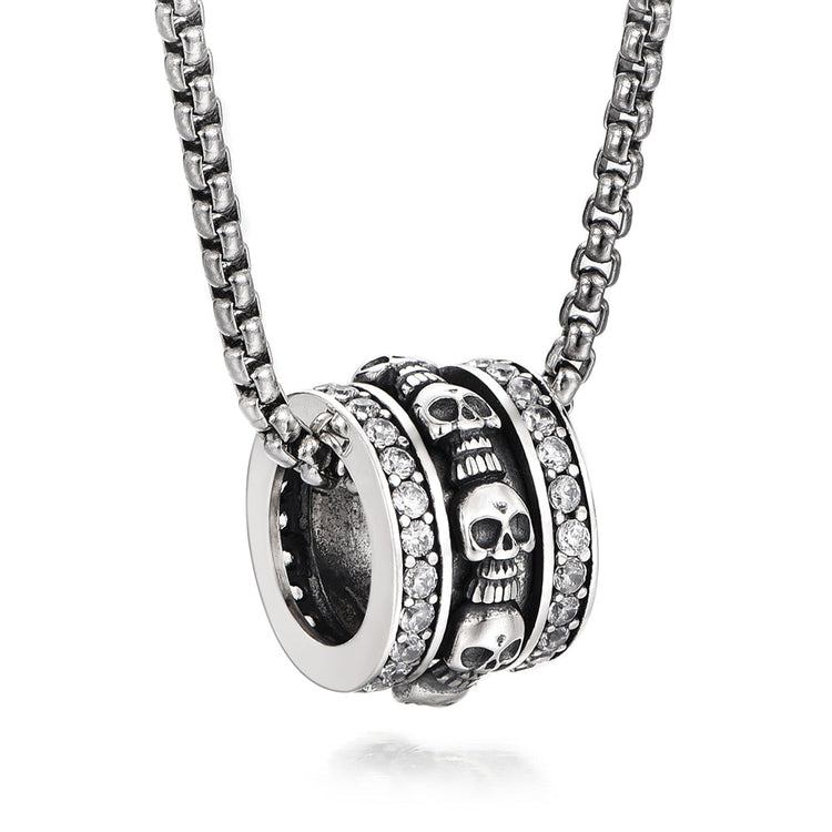 IDEAGEMER Sterling Silver Skull Necklace Pendants