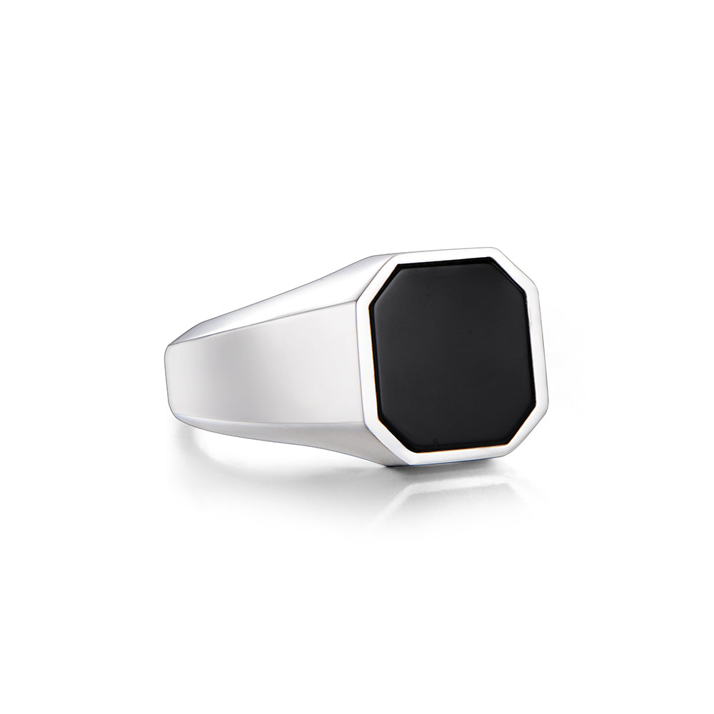 Sterling Silver Black Onyx Simple Pinky Rings