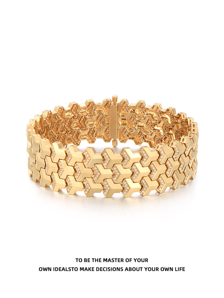 18K Gold Diamond Jewelry Custom Armor Bracelets